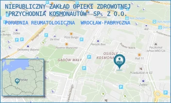 PORADNIA REUMATOLOGICZNA - NIEPUBLICZNY ZAKŁAD OPIEKI ZDROWOTNEJ "PRZYCHODNIA KOSMONAUTÓW" SP. Z O.O. - UL. EUGENIUSZA HORBACZEWSKIEGO 35,  WROCŁAW-FABRYCZNA