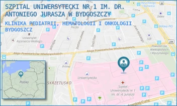 KLINIKA PEDIATRII, HEMATOLOGII I ONKOLOGII - SZPITAL UNIWERSYTECKI NR 1 IM. DR. ANTONIEGO JURASZA W BYDGOSZCZY - MARII SKŁODOWSKIEJ-CURIE 9,  BYDGOSZCZ