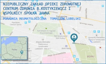 PORADNIA REUMATOLOGICZNA - NIEPUBLICZNY ZAKŁAD OPIEKI ZDROWOTNEJ CENTRUM ZDROWIA B.KOSTYKIEWICZ I WSPÓLNICY SPÓŁKA JAWNA - PETERA 3,  TOMASZÓW LUBELSKI