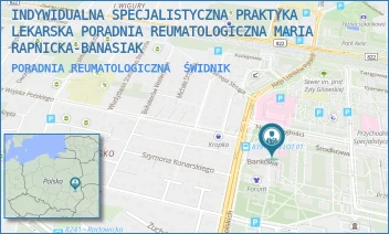 PORADNIA REUMATOLOGICZNA - INDYWIDUALNA SPECJALISTYCZNA PRAKTYKA LEKARSKA PORADNIA REUMATOLOGICZNA MARIA RAPNICKA-BANASIAK - AL. LOTNIKÓW POLSKICH 22/116,  ŚWIDNIK