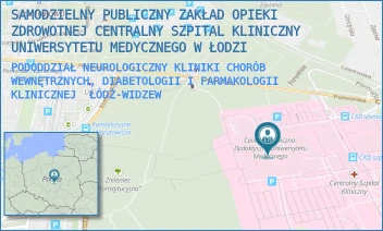 PODODDZIAŁ NEUROLOGICZNY KLINIKI CHORÓB WEWNĘTRZNYCH, DIABETOLOGII I FARMAKOLOGII KLINICZNEJ - SAMODZIELNY PUBLICZNY ZAKŁAD OPIEKI ZDROWOTNEJ CENTRALNY SZPITAL KLINICZNY UNIWERSYTETU MEDYCZNEGO W ŁODZI - UL. POMORSKA 251,  ŁÓDŹ-WIDZEW
