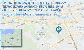 KLINIKA DERMATOLOGII I WENEROLOGII - SP ZOZ UNIWERSYTECKI SZPITAL KLINICZNY NR 2 UNIWERSYTETU MEDYCZNEGO  W ŁODZI - PL. GEN. JÓZEFA HALLERA 1,  ŁÓDŹ
