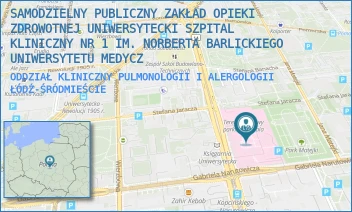 ODDZIAŁ KLINICZNY PULMONOLOGII I ALERGOLOGII - SAMODZIELNY PUBLICZNY ZAKŁAD OPIEKI ZDROWOTNEJ UNIWERSYTECKI SZPITAL KLINICZNY NR 1 IM. NORBERTA BARLICKIEGO UNIWERSYTETU MEDYCZ - UL. DR. STEFANA KOPCIŃSKIEGO 22,  ŁÓDŹ-ŚRÓDMIEŚCIE