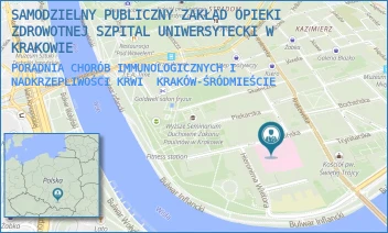 PORADNIA CHORÓB IMMUNOLOGICZNYCH I NADKRZEPLIWOŚCI KRWI - SAMODZIELNY PUBLICZNY ZAKŁAD OPIEKI ZDROWOTNEJ SZPITAL UNIWERSYTECKI W KRAKOWIE - UL. SKAWIŃSKA 8,  KRAKÓW-ŚRÓDMIEŚCIE