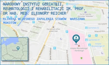 KLINIKA WCZESNEGO ZAPALENIA STAWÓW - NARODOWY INSTYTUT GERIATRII, REUMATOLOGII I REHABILITACJI IM. PROF. DR HAB. MED. ELEONORY REICHER - SPARTAŃSKA 1,  WARSZAWA MOKOTÓW