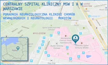 PORADNIA REUMATOLOGICZNA KLINIKI CHORÓB WEWNĘTRZNYCH I REUMATOLOGII  - CENTRALNY SZPITAL KLINICZNY MSW I A W WARSZAWIE - WOŁOSKA 137,  MOKOTÓW