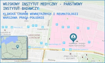 KLINIKA CHORÓB WEWNĘTRZNYCH I REUMATOLOGII - WOJSKOWY INSTYTUT MEDYCZNY - PAŃSTWOWY INSTYTUT BADAWCZY - SZASERÓW 128,  WARSZAWA PRAGA-POŁUDNIE