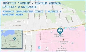 PORADNIA ONKOLOGICZNA DZIECI I MŁODZIEY - INSTYTUT "POMNIK - CENTRUM ZDROWIA DZIECKA" - ALEJA DZIECI POLSKICH 20,  WARSZAWA WAWER