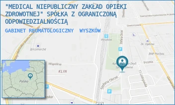 GABINET REUMATOLOGICZNY - "MEDICAL NIEPUBLICZNY ZAKŁAD OPIEKI ZDROWOTNEJ" SPÓŁKA Z OGRANICZONĄ ODPOWIEDZIALNOŚCIĄ - OKRZEI 79,  WYSZKÓW