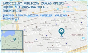 PORADNIA REUMATOLOGICZNA CHMIELNA - SAMODZIELNY PUBLICZNY ZAKŁAD OPIEKI ZDROWOTNEJ WARSZAWA WOLA - ŚRÓDMIEŚCIE - CHMIELNA 14,  WARSZAWA ŚRÓDMIEŚCIE