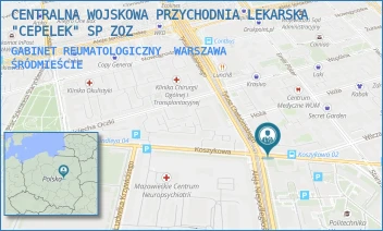 GABINET REUMATOLOGICZNY - CENTRALNA WOJSKOWA PRZYCHODNIA LEKARSKA "CEPELEK" SP ZOZ - KOSZYKOWA 78,  WARSZAWA ŚRÓDMIEŚCIE