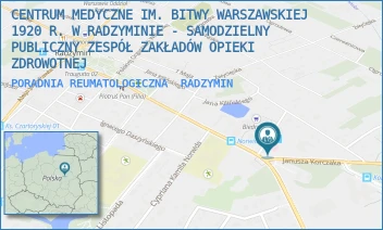 PORADNIA REUMATOLOGICZNA - CENTRUM MEDYCZNE IM. BITWY WARSZAWSKIEJ 1920 R. W RADZYMINIE - SAMODZIELNY PUBLICZNY ZESPÓŁ ZAKŁADÓW OPIEKI ZDROWOTNEJ - KONSTYTUCJI 3 MAJA 17,  RADZYMIN