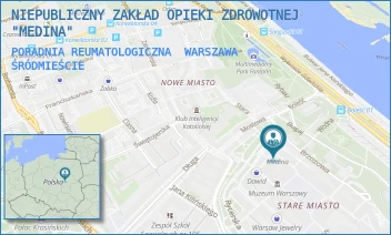 PORADNIA REUMATOLOGICZNA - NIEPUBLICZNY ZAKŁAD OPIEKI ZDROWOTNEJ "MEDINA" - KRZYWE KOŁO 8/10,  WARSZAWA ŚRÓDMIEŚCIE