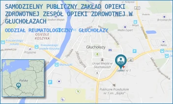 ODDZIAŁ REUMATOLOGICZNY - SAMODZIELNY PUBLICZNY ZAKŁAD OPIEKI ZDROWOTNEJ ZESPÓŁ OPIEKI ZDROWOTNEJ W GŁUCHOŁAZACH - UL. MARII CURIE-SKŁODOWSKIEJ 16,  GŁUCHOŁAZY