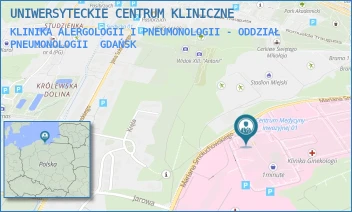 KLINIKA ALERGOLOGII I PNEUMONOLOGII - ODDZIAŁ PNEUMONOLOGII - UNIWERSYTECKIE CENTRUM KLINICZNE - UL. MARIANA SMOLUCHOWSKIEGO 17,  GDAŃSK