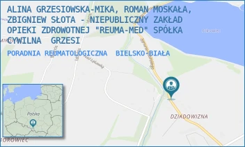 PORADNIA REUMATOLOGICZNA - ALINA GRZESIOWSKA-MIKA, ROMAN MOSKAŁA, ZBIGNIEW SŁOTA - NIEPUBLICZNY ZAKŁAD OPIEKI ZDROWOTNEJ "REUMA-MED" SPÓŁKA CYWILNA  GRZESI - UL. ZYGMUNTA KRASIŃSKIEGO 30,  BIELSKO-BIAŁA