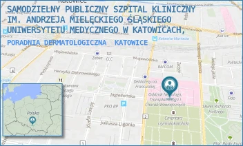 PORADNIA DERMATOLOGICZNA - SAMODZIELNY PUBLICZNY SZPITAL KLINICZNY IM. ANDRZEJA MIELĘCKIEGO ŚLĄSKIEGO UNIWERSYTETU MEDYCZNEGO W KATOWICACH, - UL. FRANCUSKA 20-24,  KATOWICE