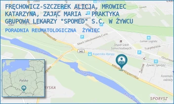 PORADNIA REUMATOLOGICZNA - FRĘCHOWICZ-SZCZEREK ALICJA, MROWIEC KATARZYNA, ZAJĄC MARIA - PRAKTYKA GRUPOWA LEKARZY "SPOMED" S.C. W ŻYWCU - UL. UL. KOPERNIKA 39,  ŻYWIEC