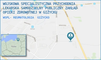 WSPL- REUMATOLOGIA - WOJSKOWA SPECJALISTYCZNA PRZYCHODNIA LEKARSKA SAMODZIELNY PUBLICZNY ZAKŁAD OPIEKI ZDROWOTNEJ W GIŻYCKU - OBWODOWA 3,  GIŻYCKO