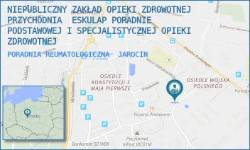 PORADNIA REUMATOLOGICZNA - NIEPUBLICZNY ZAKŁAD OPIEKI ZDROWOTNEJ PRZYCHODNIA  ESKULAP PORADNIE PODSTAWOWEJ I SPECJALISTYCZNEJ OPIEKI ZDROWOTNEJ - O.SERAFINA NIEDBAŁY 20,  JAROCIN