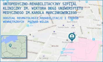 ODDZIAŁ REUMATOLOGII,REHABILITACJI I CHORÓB WEWNĘTRZNYCH - ORTOPEDYCZNO-REHABILITACYJNY SZPITAL KLINICZNY IM. WIKTORA DEGI UNIWERSYTETU MEDYCZNEGO IM.KAROLA MARCINKOWSKIEGO - 28 CZERWCA 1956R. 135/147,  POZNAŃ-WILDA